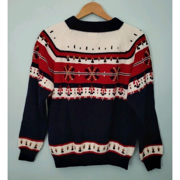 Vtg JCPENNEY Ski Sweater Mens L Acrylic Knitted Pullover Crew Neck Long Sleeve - Picture 4 of 7